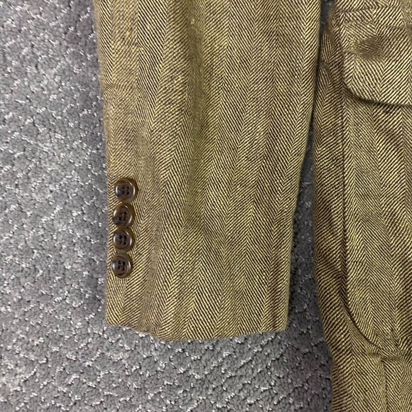 Lands End Baird McNutt Blazer Sport Coat Men's 38R Fits 36S Golden Brown Linen - Picture 3 of 15